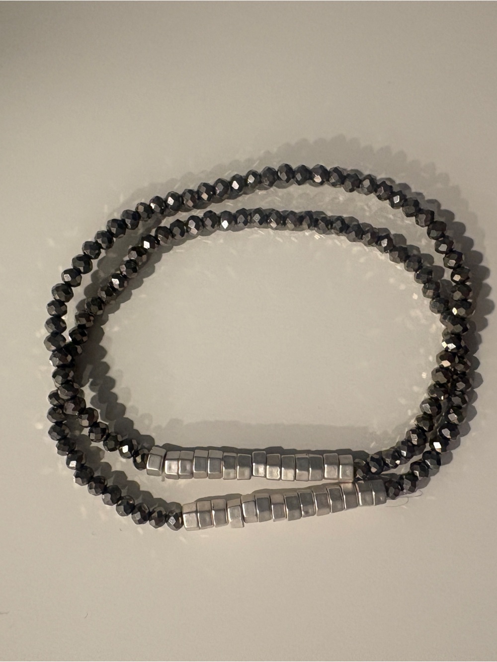 Kole Designs Hematite Beaded Stretch Bracelet Set - Dark Gray